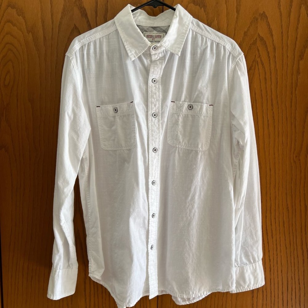 Hudson & Barrow NYC Men's Cotton White Button Down Collar Shirt (L) (RN 14487)
